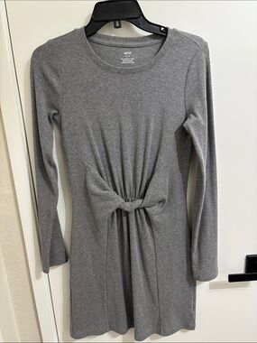 aerie Gray Long-Sleeve Knot-Front Knit Dress NWOT